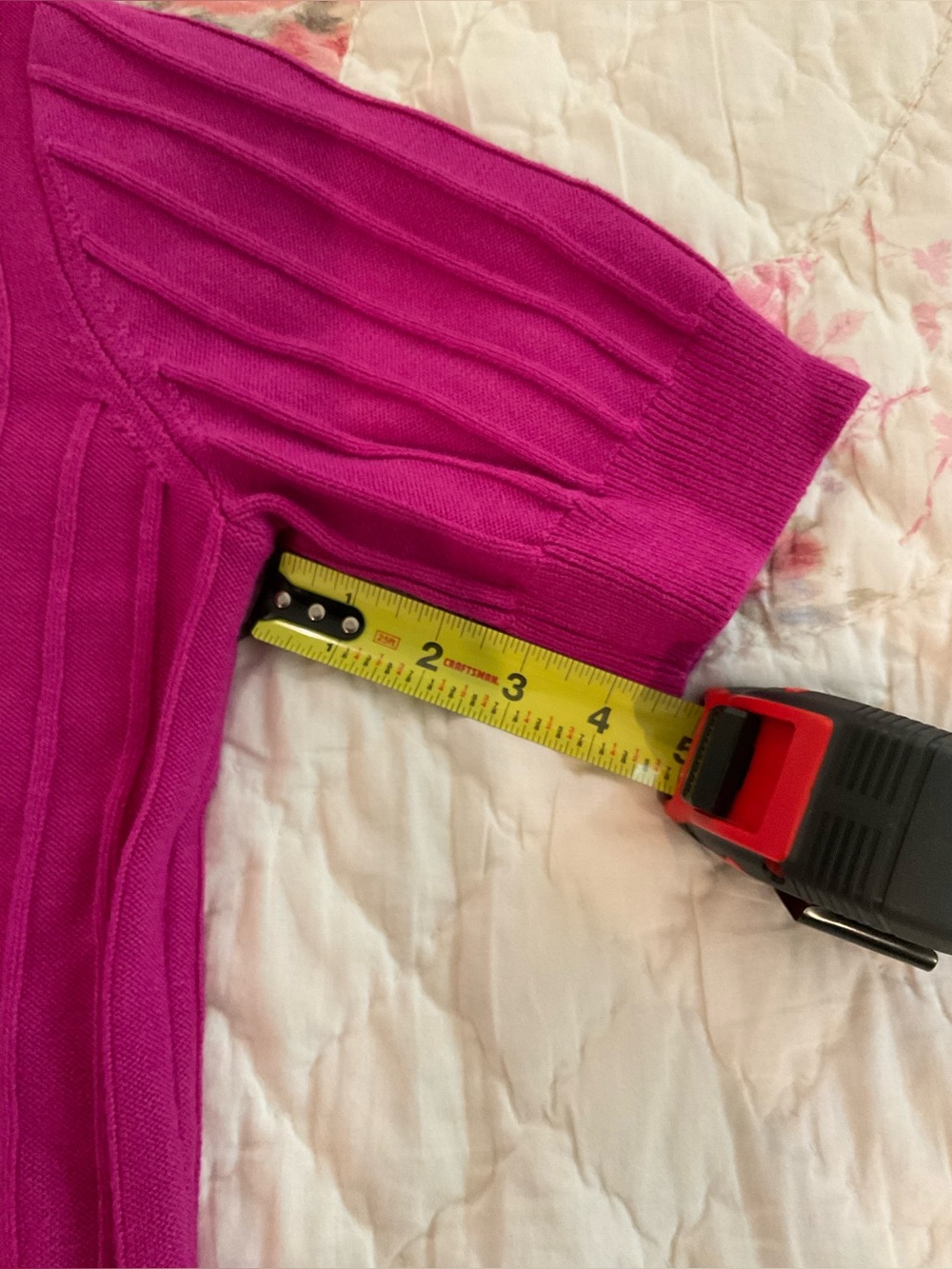 Ann Taylor Short-Sleeve Ribbed Knit Top in Dark Pink - Picture 6 of 7